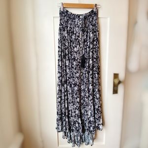 Black and White Floral Maxi Skirt